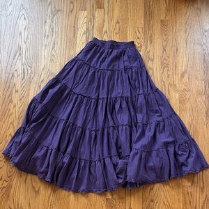 Tiered Purple Cotton Maxi Skirt